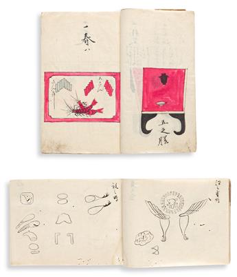 (JAPAN -- COOKERY.) Manuscript albums of food preparation and etiquette.
